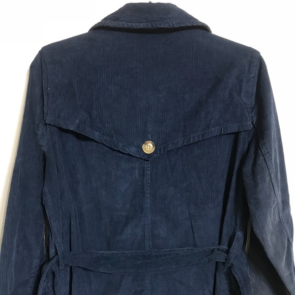 Marine Layer Kennedy Trench Coat Blue Corduroy M - Picture 7 of 8